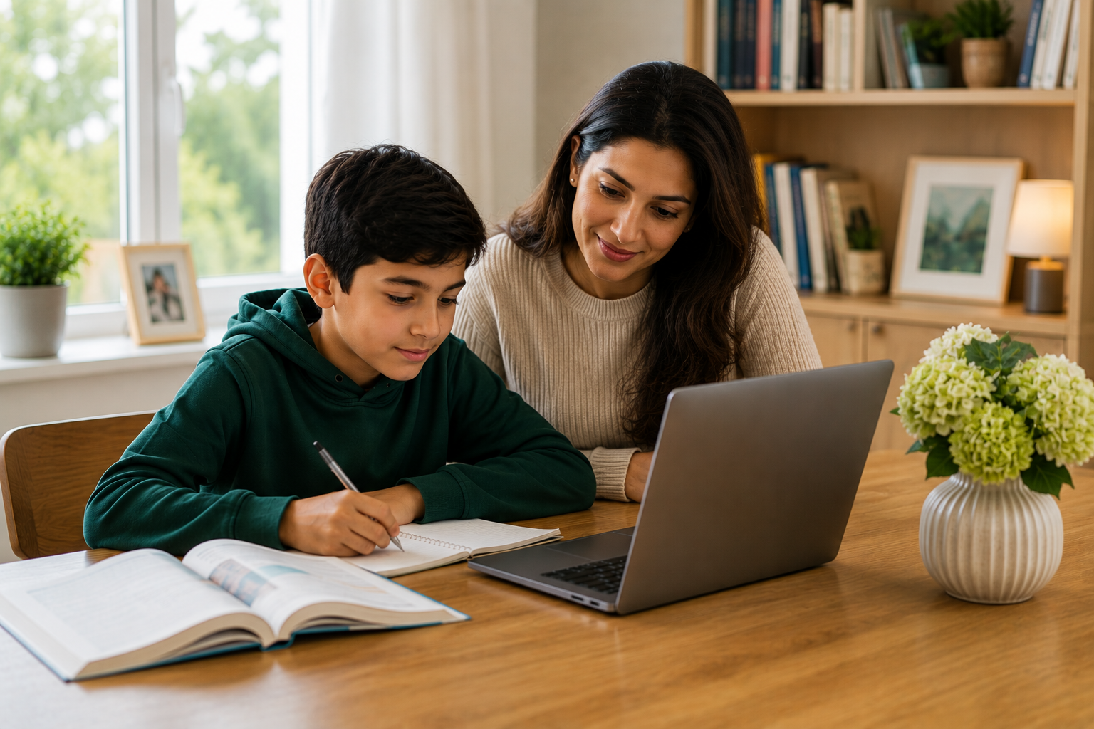 Parent supporting a child during structured individual learning